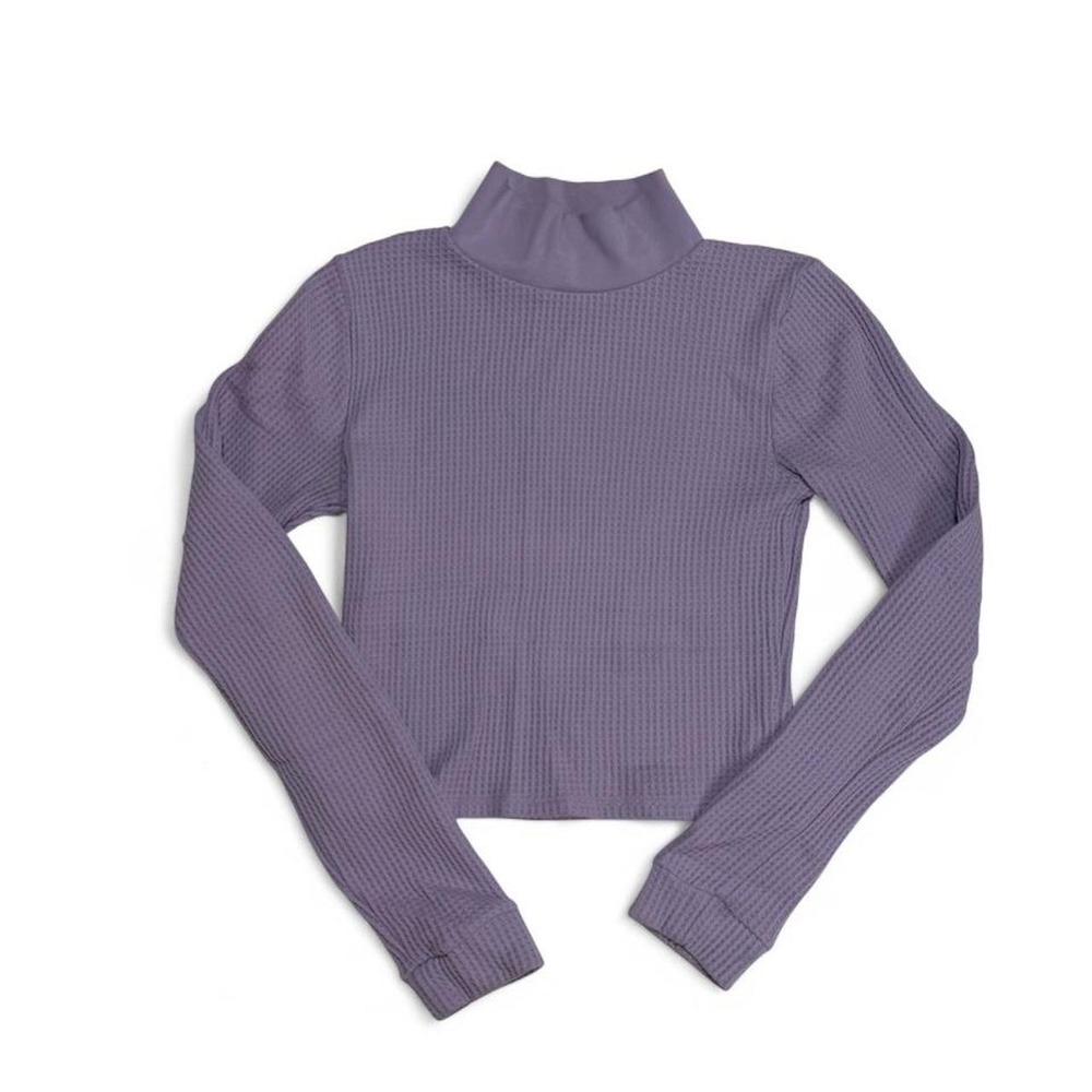 Aerie Lavender Purple Waffle Knit Mock Neck Top Size M